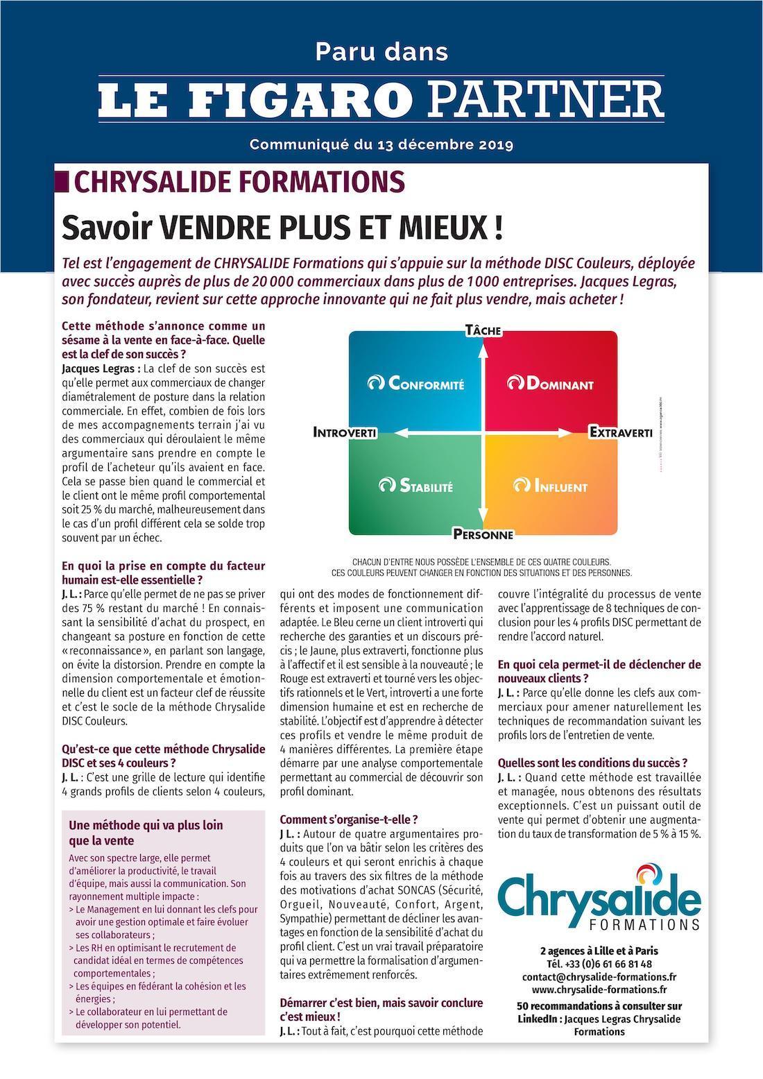 Chrysalide Formations Figaro Partner Décembre 2019